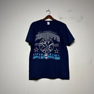 VTG NFL NFC Men L Shirt Champions Dallas Cowboys 94 Graphic Blue Football USA